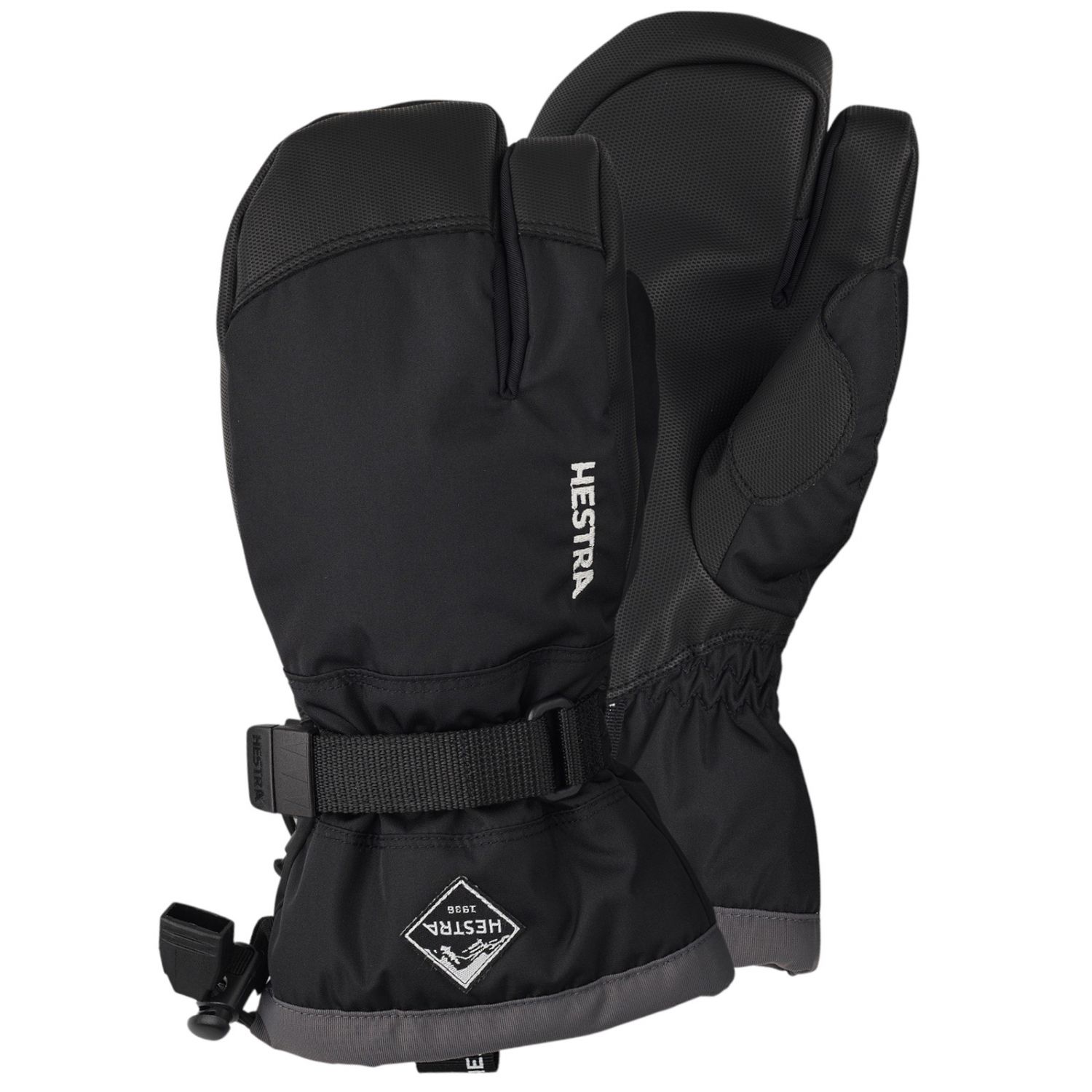 Hestra Gauntlet Guanti da sci a 3 dita, junior, nero