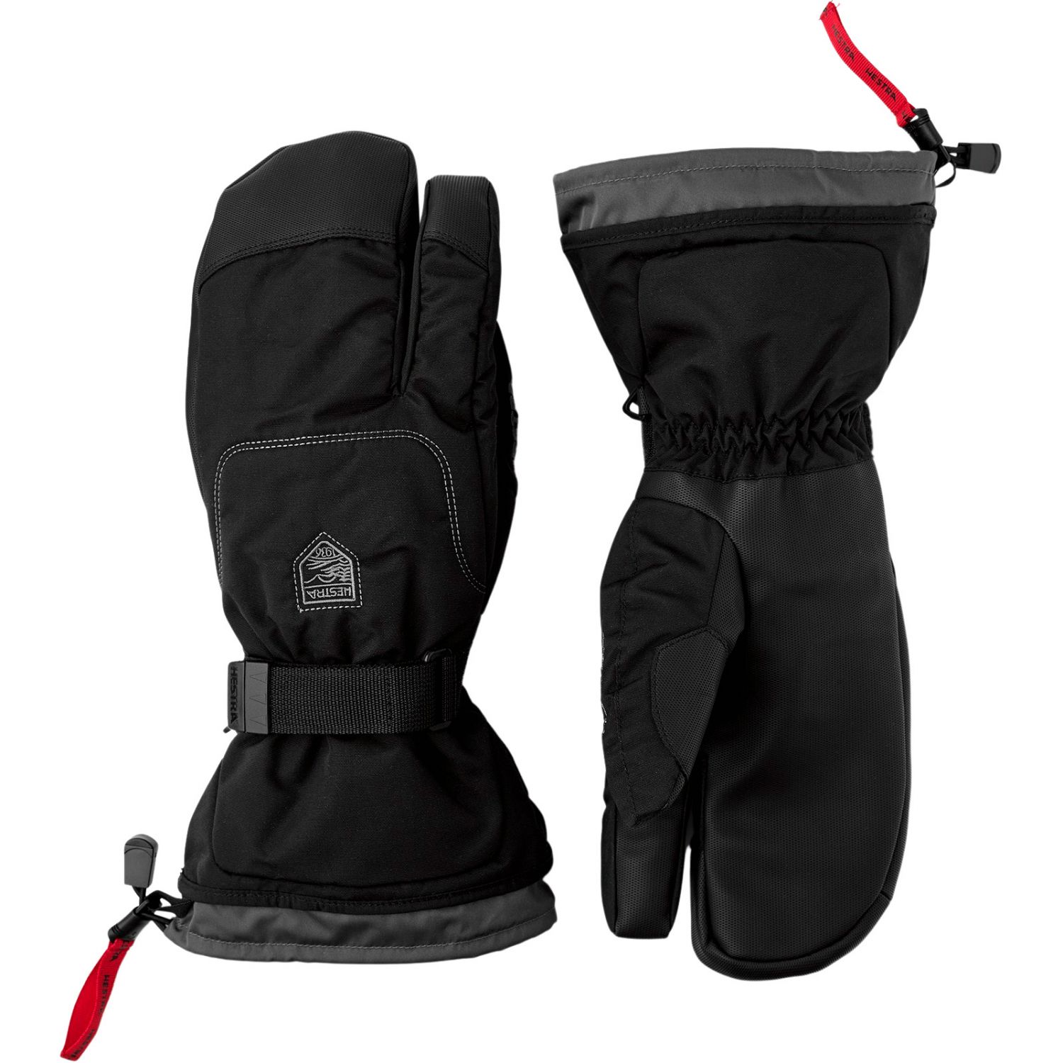 Hestra Gauntlet mens 3-finger ski gloves, black