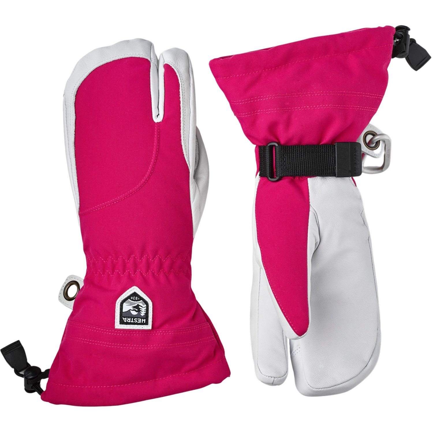 pink/weiß Damen, 3-Finger-Skihandschuhe, Heli Hestra Ski,