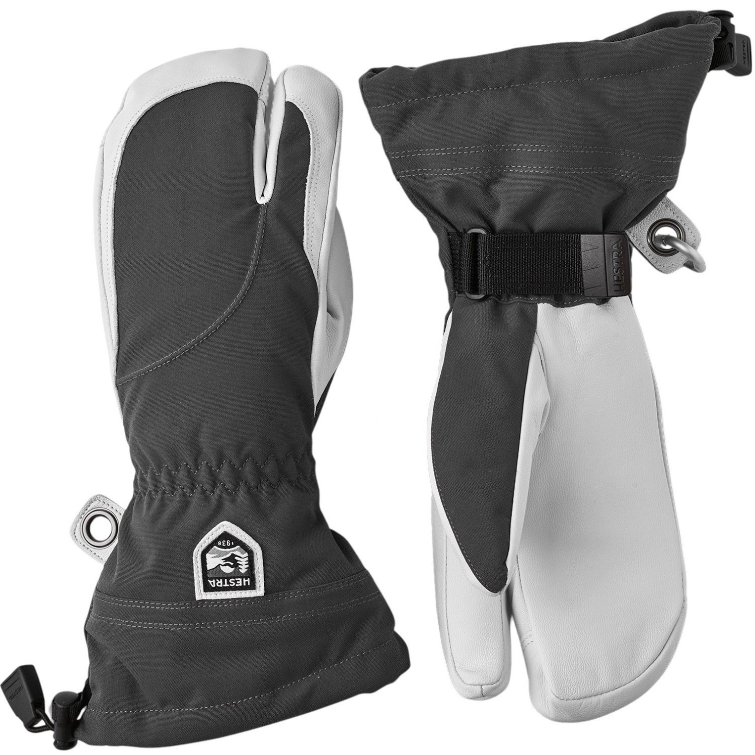 Hestra Heli Ski, guanti da sci a 3 dita, donna, grigio/bianco