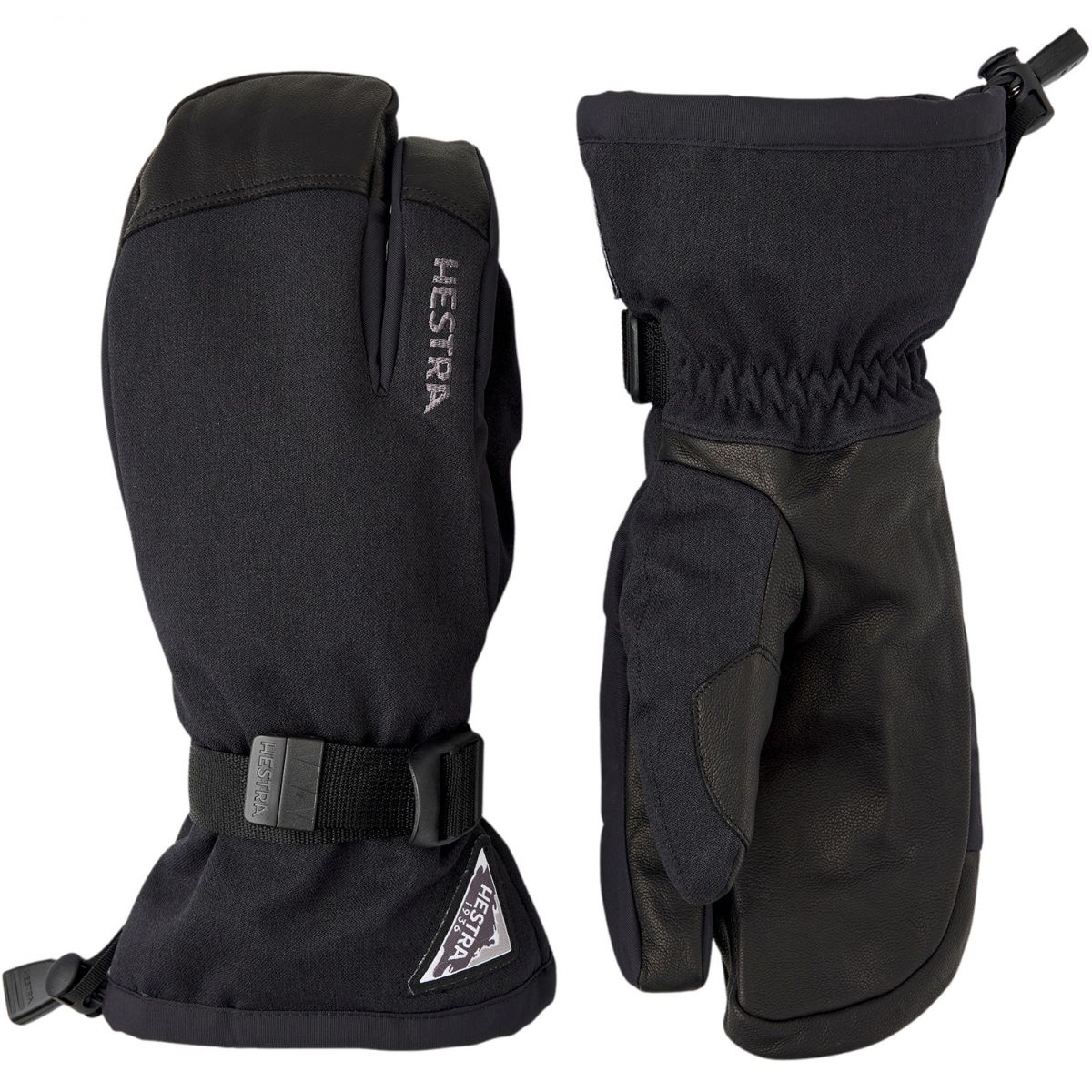 Hestra Powder Gauntlet, 3-finger ski gloves, black