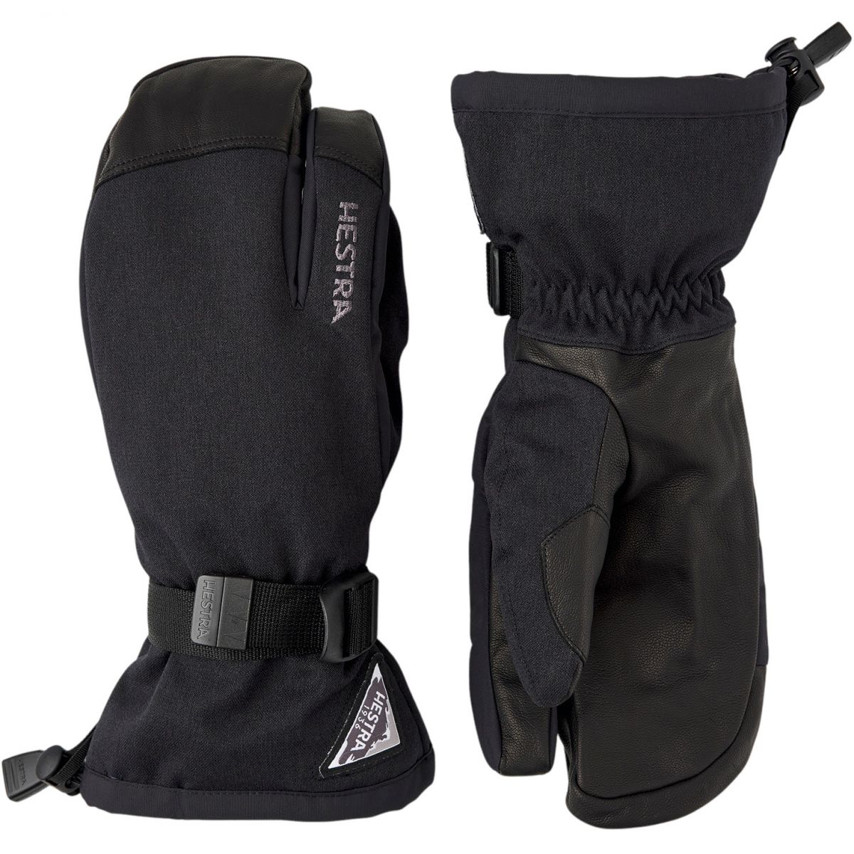 Hestra Powder Gauntlet, mănuși de schi cu trei degete, unisex, negru