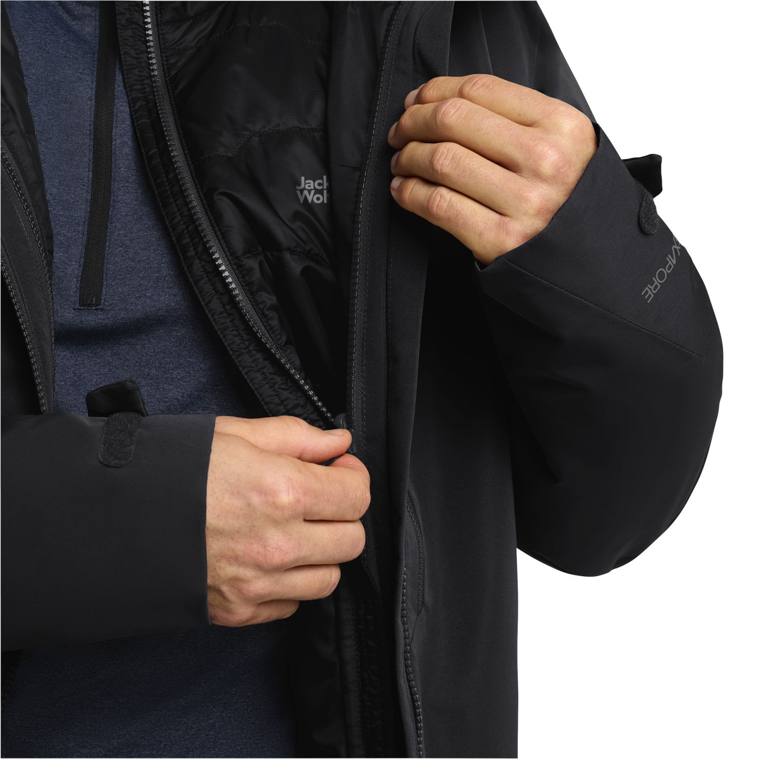 Jack Wolfskin Flowline 3in1, jachetă de schi, bărbați, negru