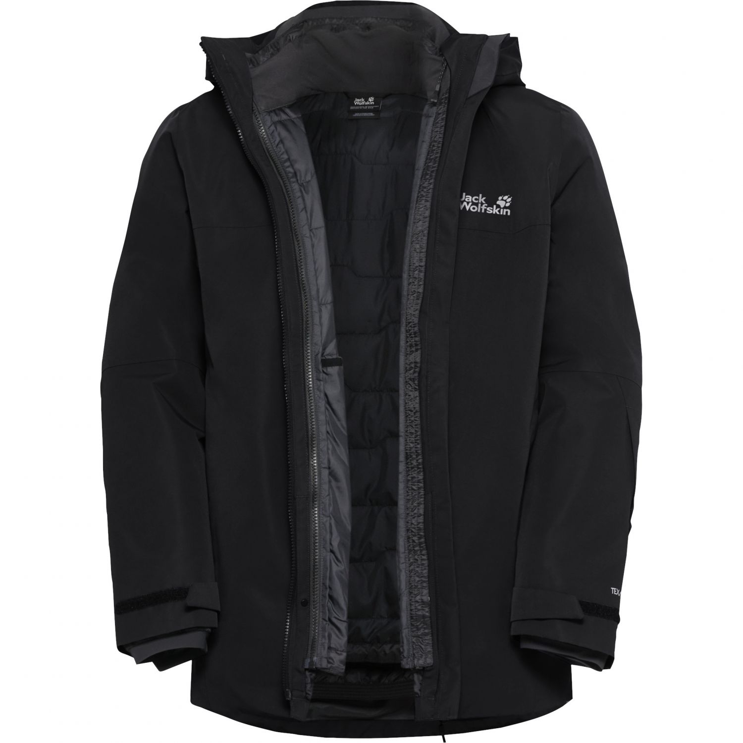 Jack Wolfskin Flowline 3in1, jachetă de schi, bărbați, negru