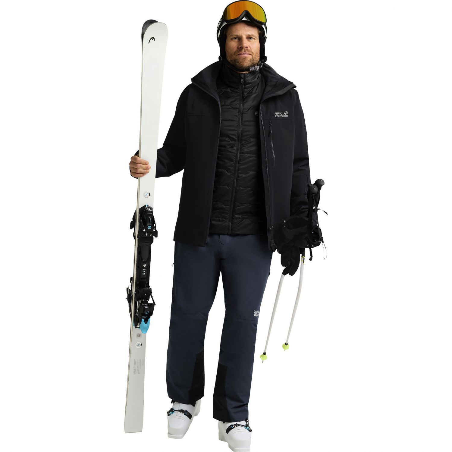 Jack Wolfskin Flowline 3in1, jachetă de schi, bărbați, negru