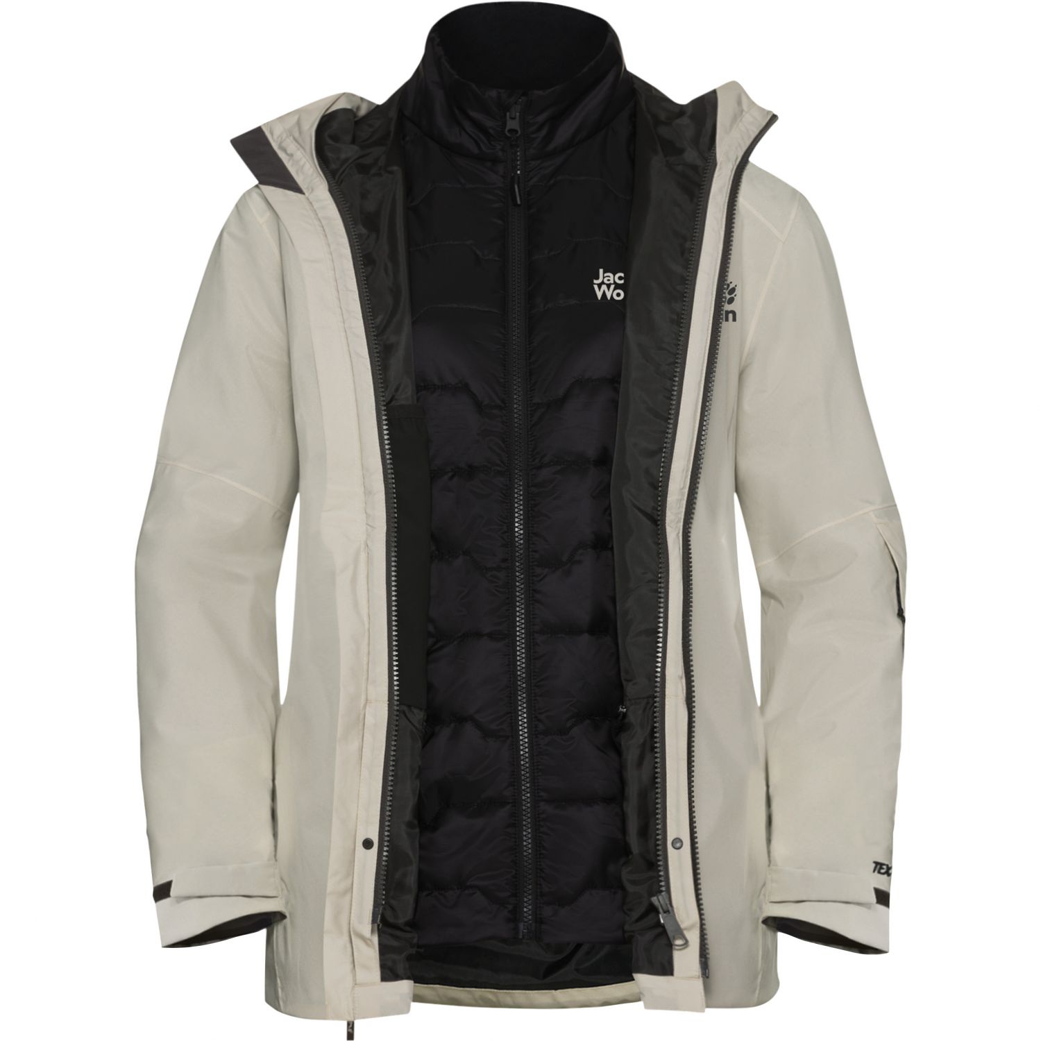 Jack Wolfskin Flowline 3in1, kurtka narciarska, damska, be?owa