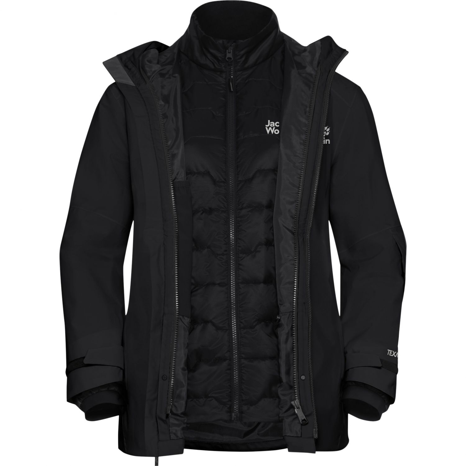 Jack Wolfskin Flowline 3v1, lyžiarska bunda, dámska, čierna