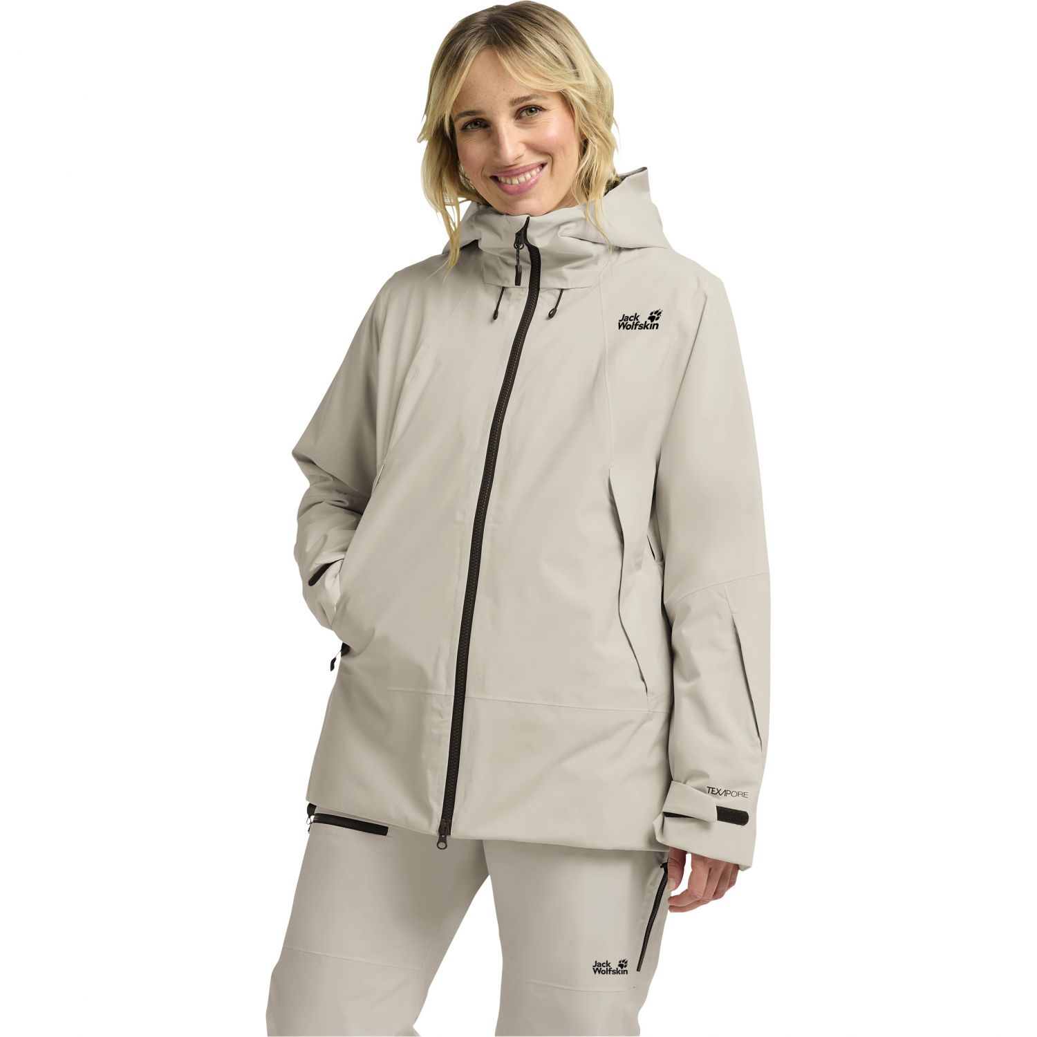 Jack Wolfskin Flowline Pro 2L Ins, lyžiarska bunda, dámska, béžová