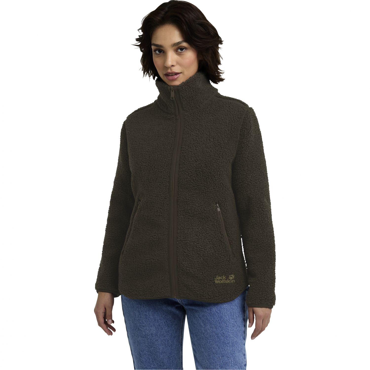 Jack Wolfskin High Curl jachetă fleece, femei, verde închis