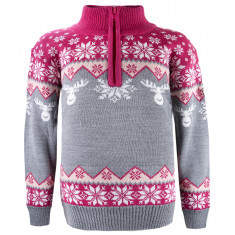Kama Astrid Merino Sweater, Barn, Grå/Pink