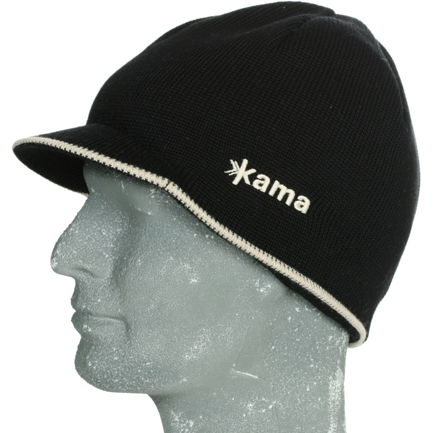 Kama kötött sapka Gore-Tex-szel, karimával, fekete