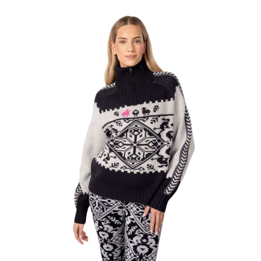 Kari Traa Saga Knit, sudadera, mujer, negro/blanco