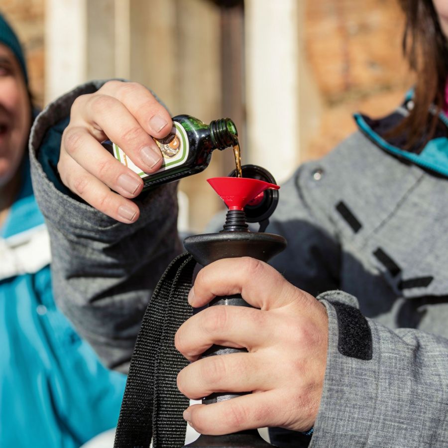 Komperdell Alpine skistok met heupfles, skistok, zwart/rood