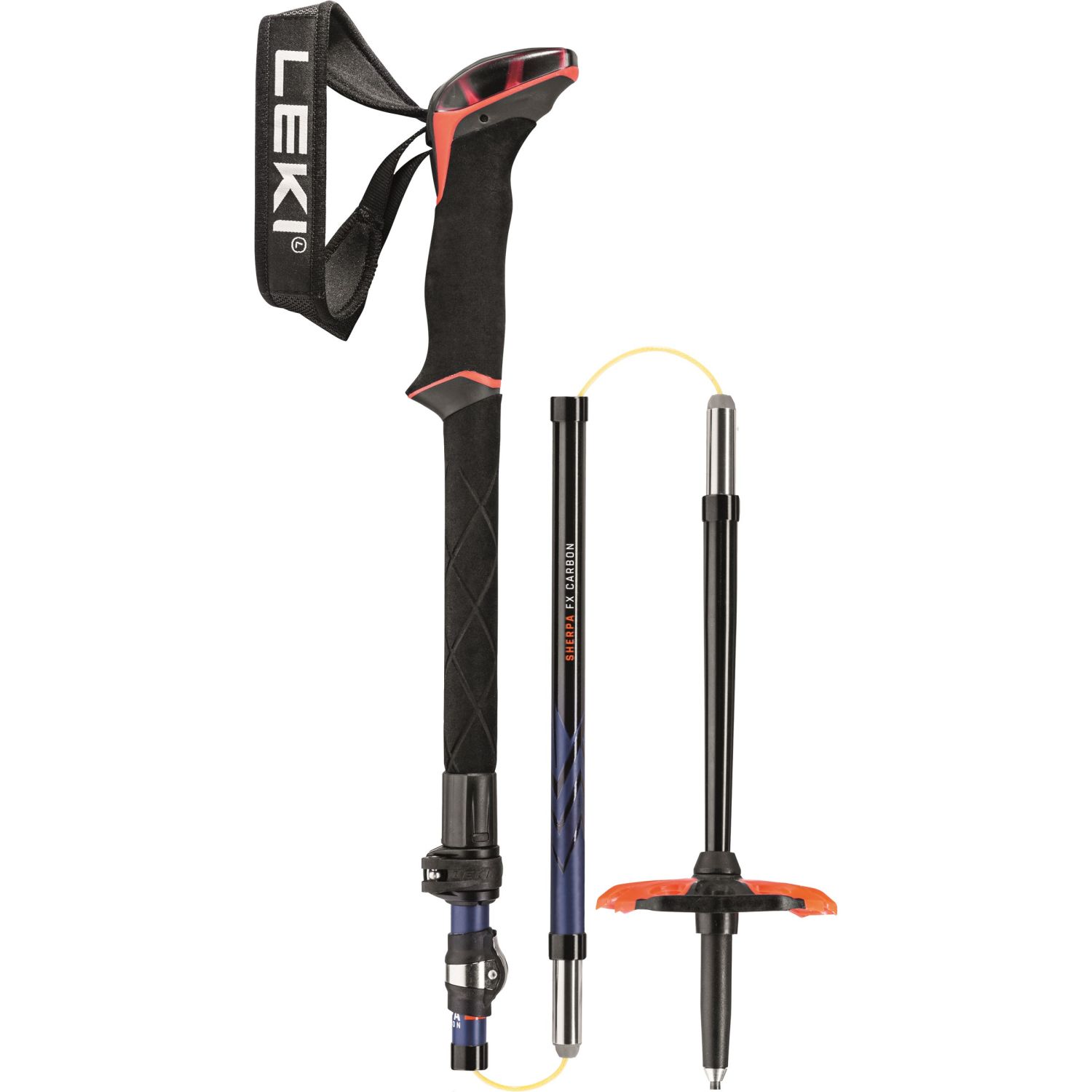 Leki Sherpa FX Carbon, bețe de schi, albastru închis/roșu