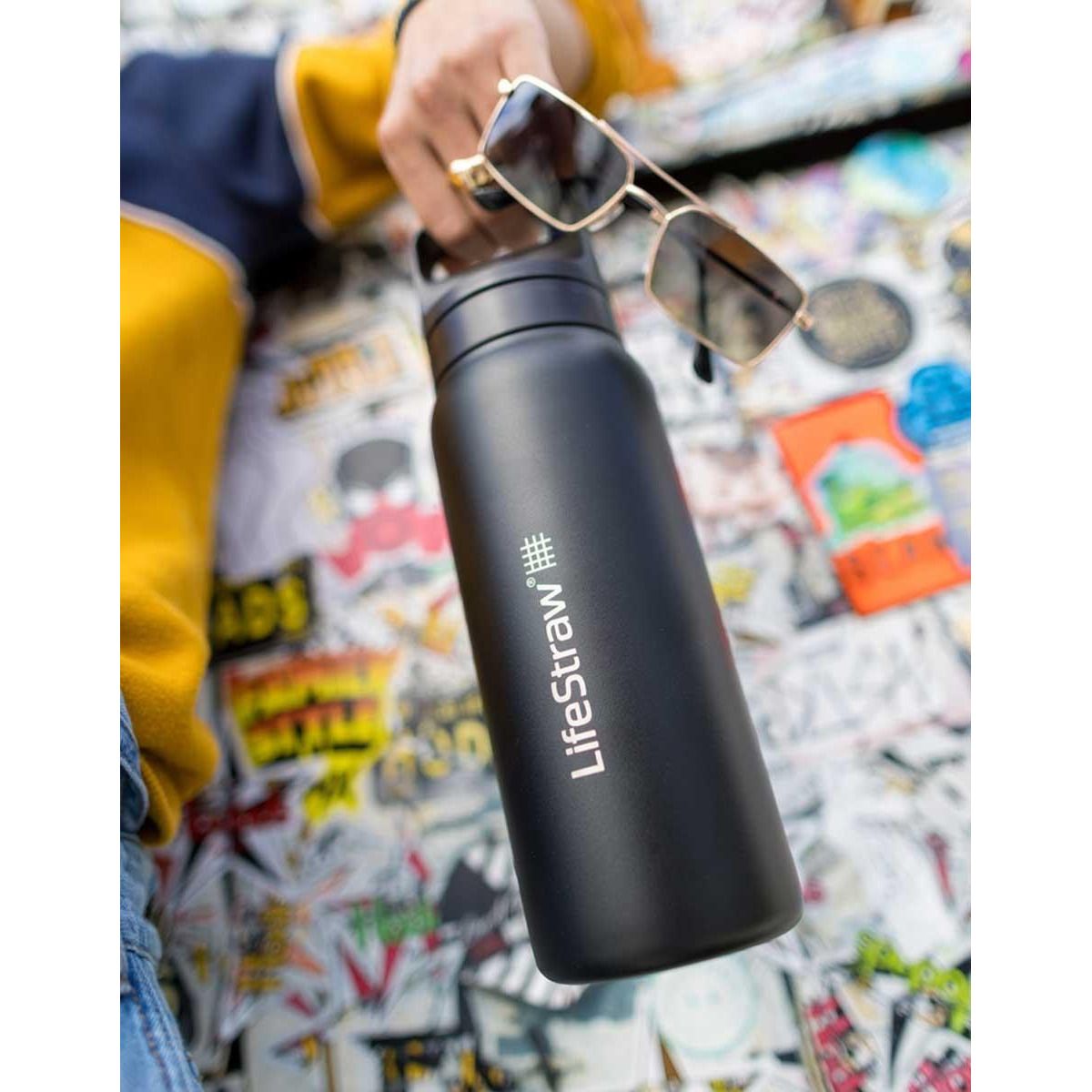LifeStraw Go 2.0 Stainless Steel Water Filter Bottle, bouteille, noir