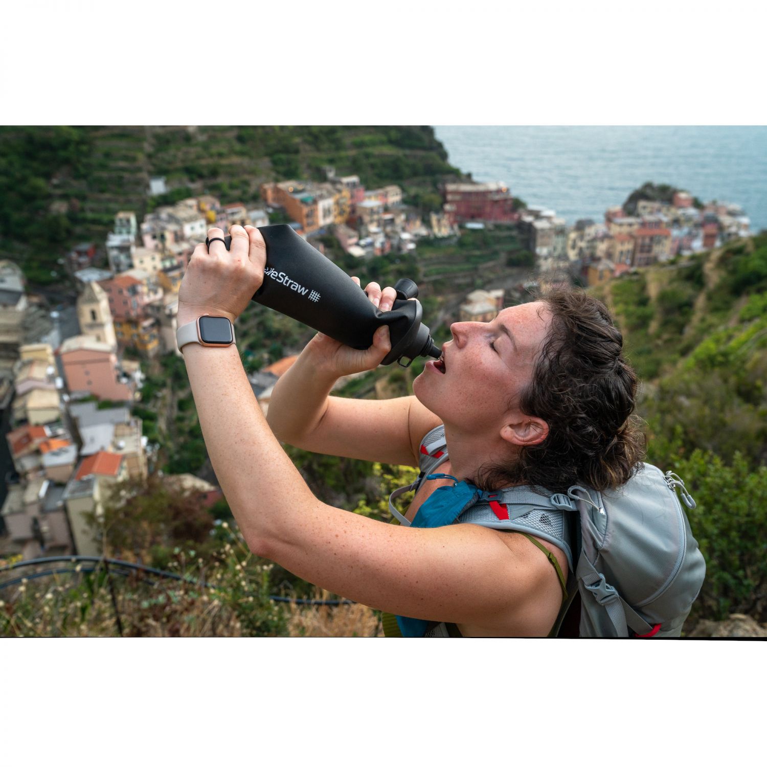 LifeStraw Peak Series Collabsible Squeeze Bottle, 1L, cinzento escuro