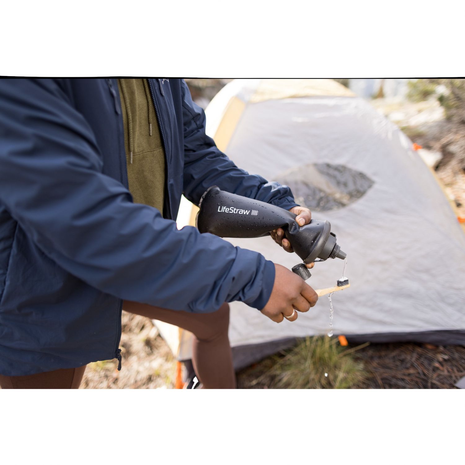 LifeStraw Peak Series Collabsible Squeeze Bottle, 1L, cinzento escuro