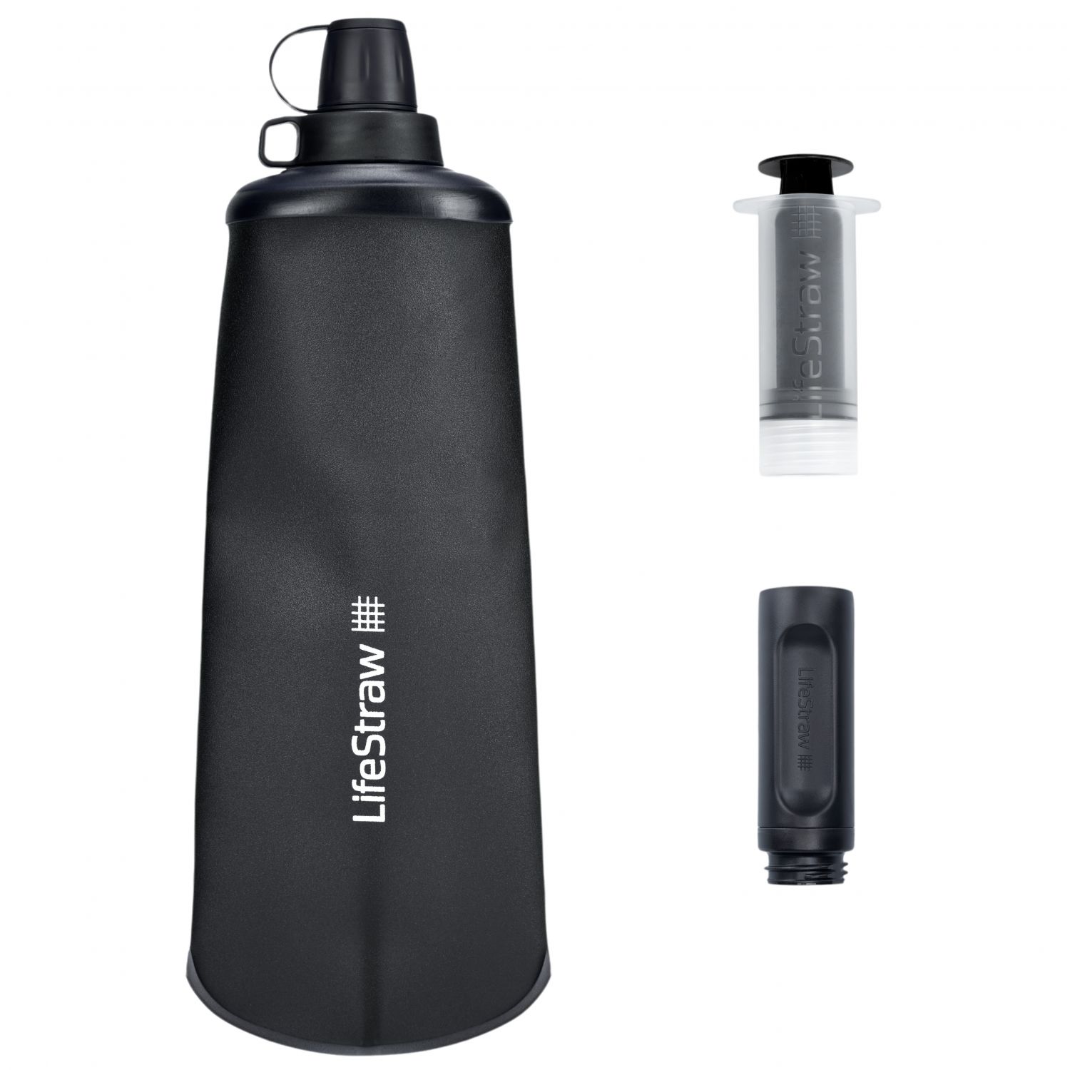 LifeStraw Peak Series Collabsible Squeeze Bottle, 1L, donkergrijs