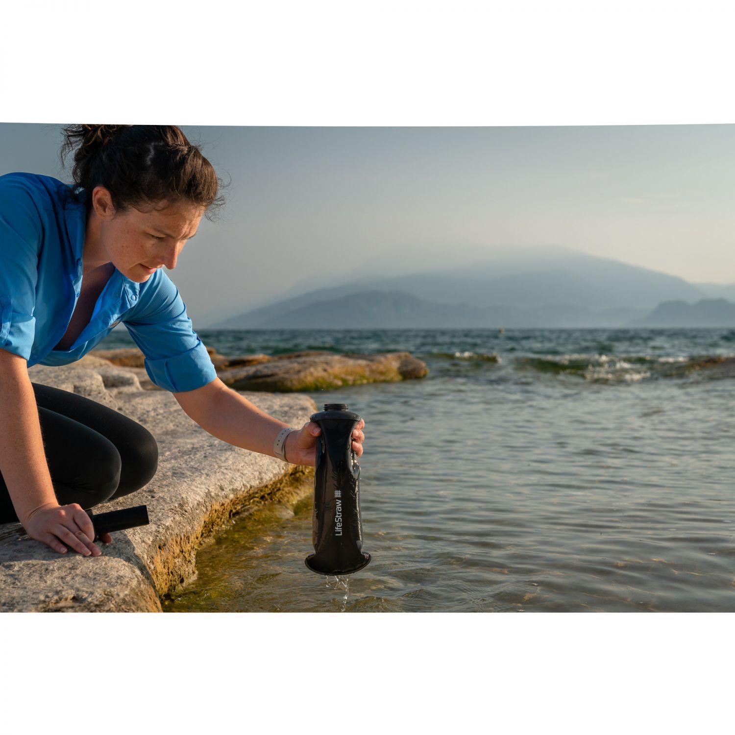 LifeStraw Peak Series Collabsible Squeeze Bottle, 1L, gri închis