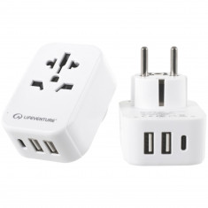 Lifeventure Europæisk Travel Adaptor med USB + USB C