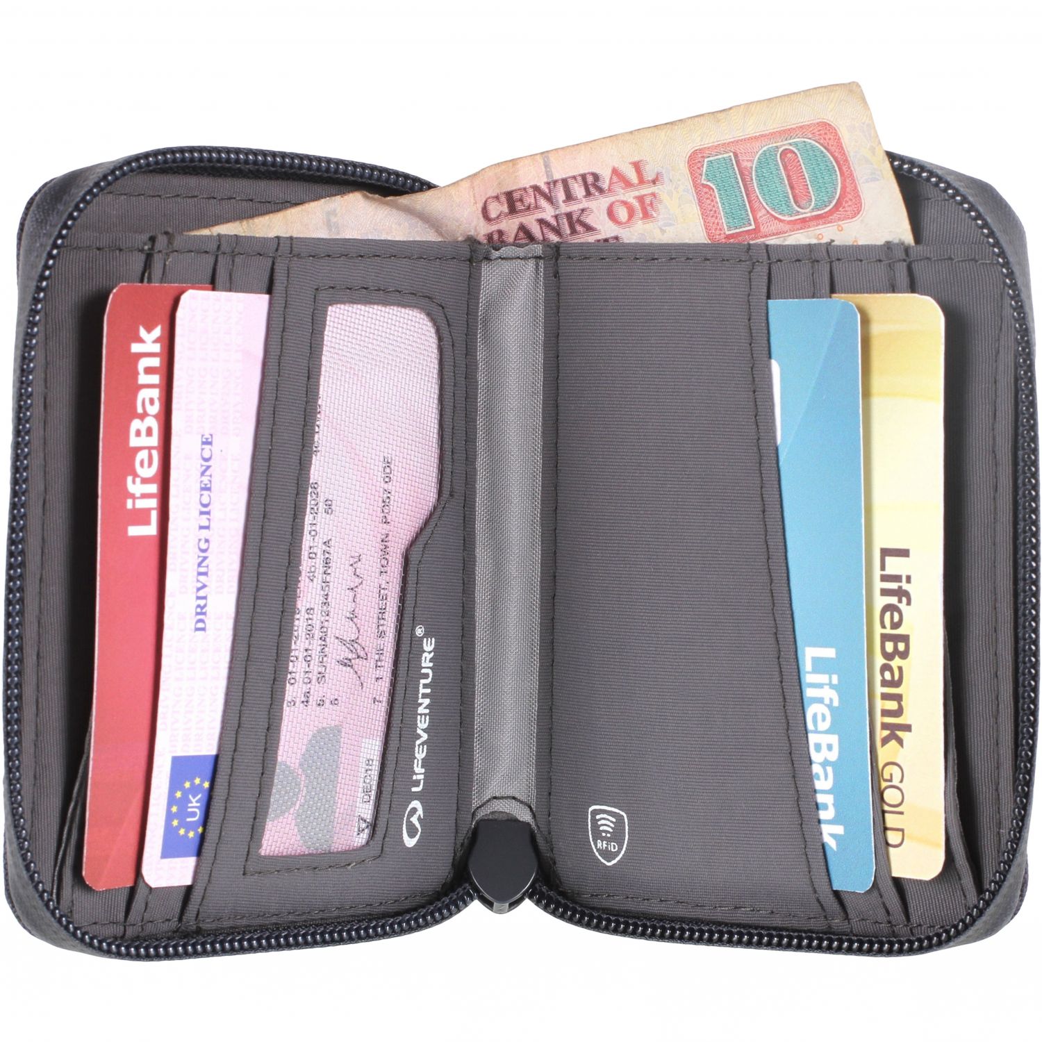 Lifeventure RFID Bi-Fold Lommebok, grå