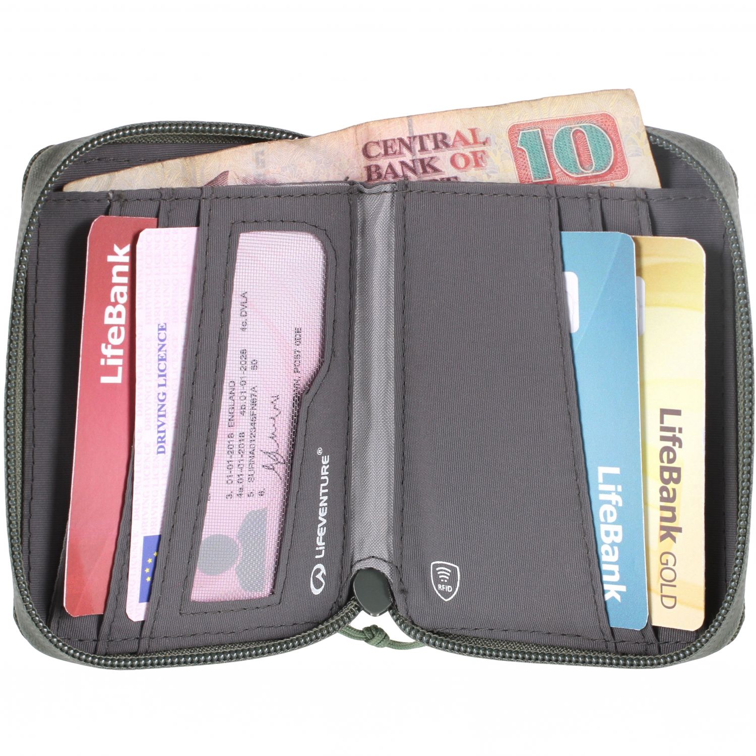 Lifeventure RFID Bi-Fold Wallet, lompakko, unisex, oliivinvihreä