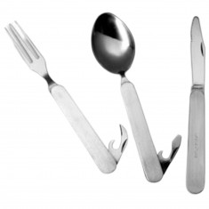 Lifeventure Stainless Steel Foldable Cutlery Set, Unisex, Silver