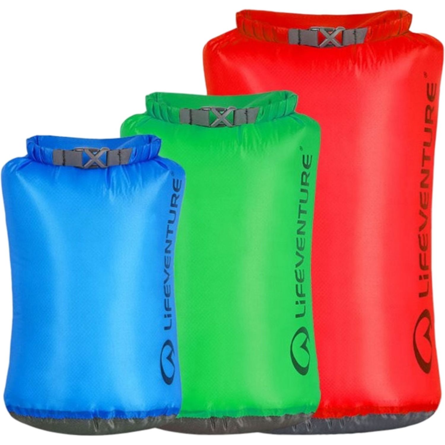 Lifeventure Ultralight, bolsa seca, unisex, azul, verde y rojo