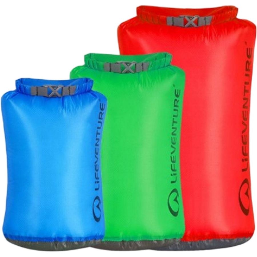 Lifeventure Ultralight, bolsa seca, unisex, azul, verde y rojo