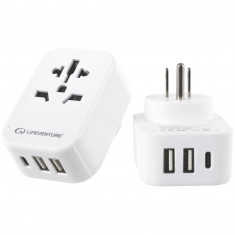 Lifeventure USA Travel Adapter, unisex, musta