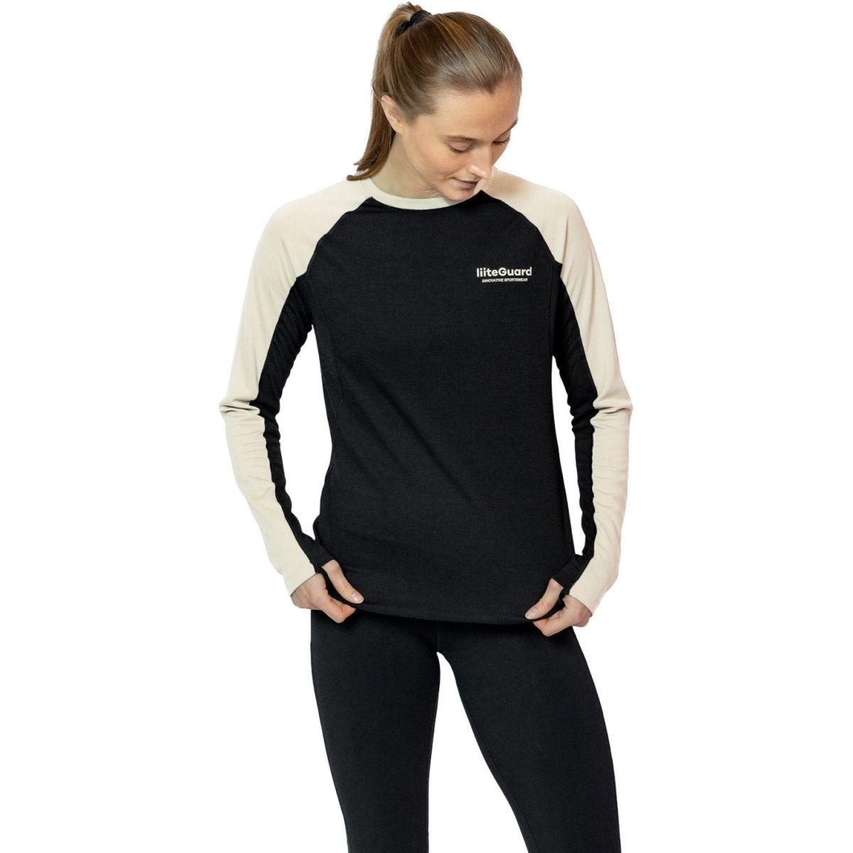 Liiteguard Merino Hybrid hosszú ujjú, női, fekete/bézs