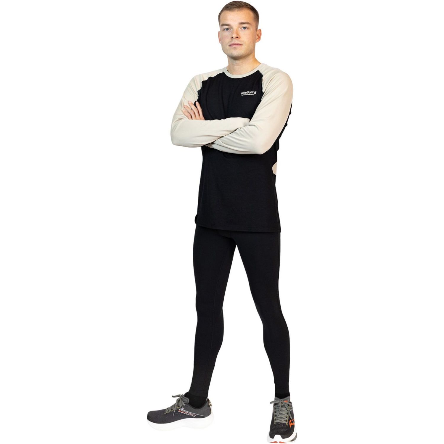 Liiteguard Merino Hybrid Långärmad tröja, Herr, Svart/Beige