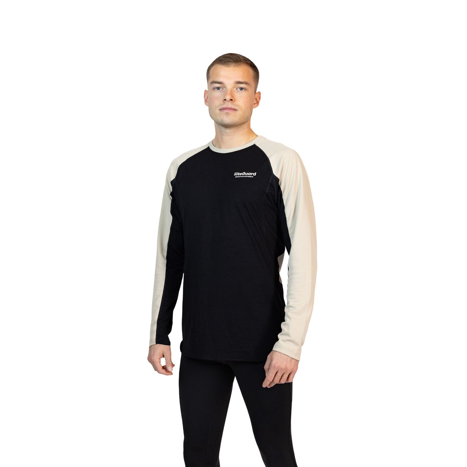 Liiteguard Merino Hybrid Langarmshirt, Herren, schwarz/beige