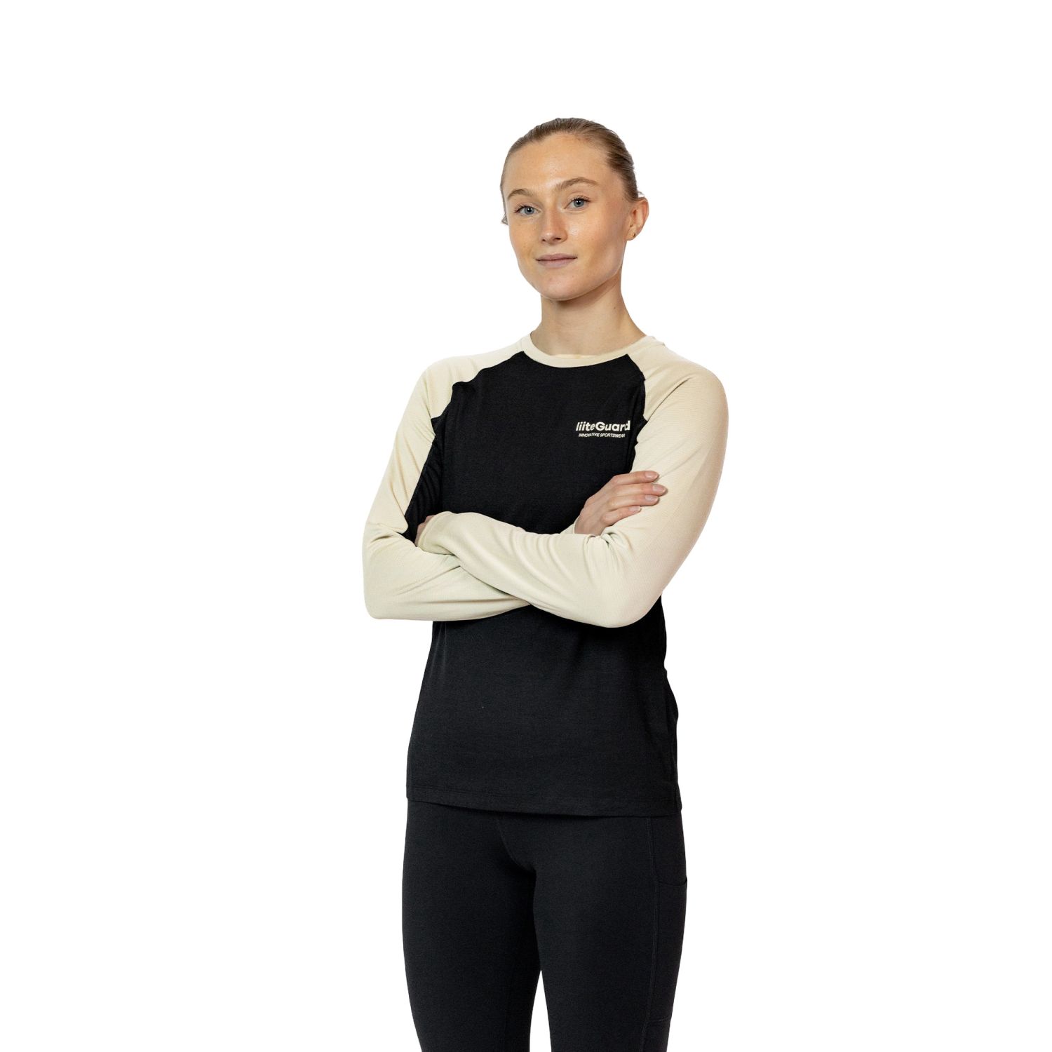 Liiteguard Merino Hybrid Long Sleeve, dame, sort/beige