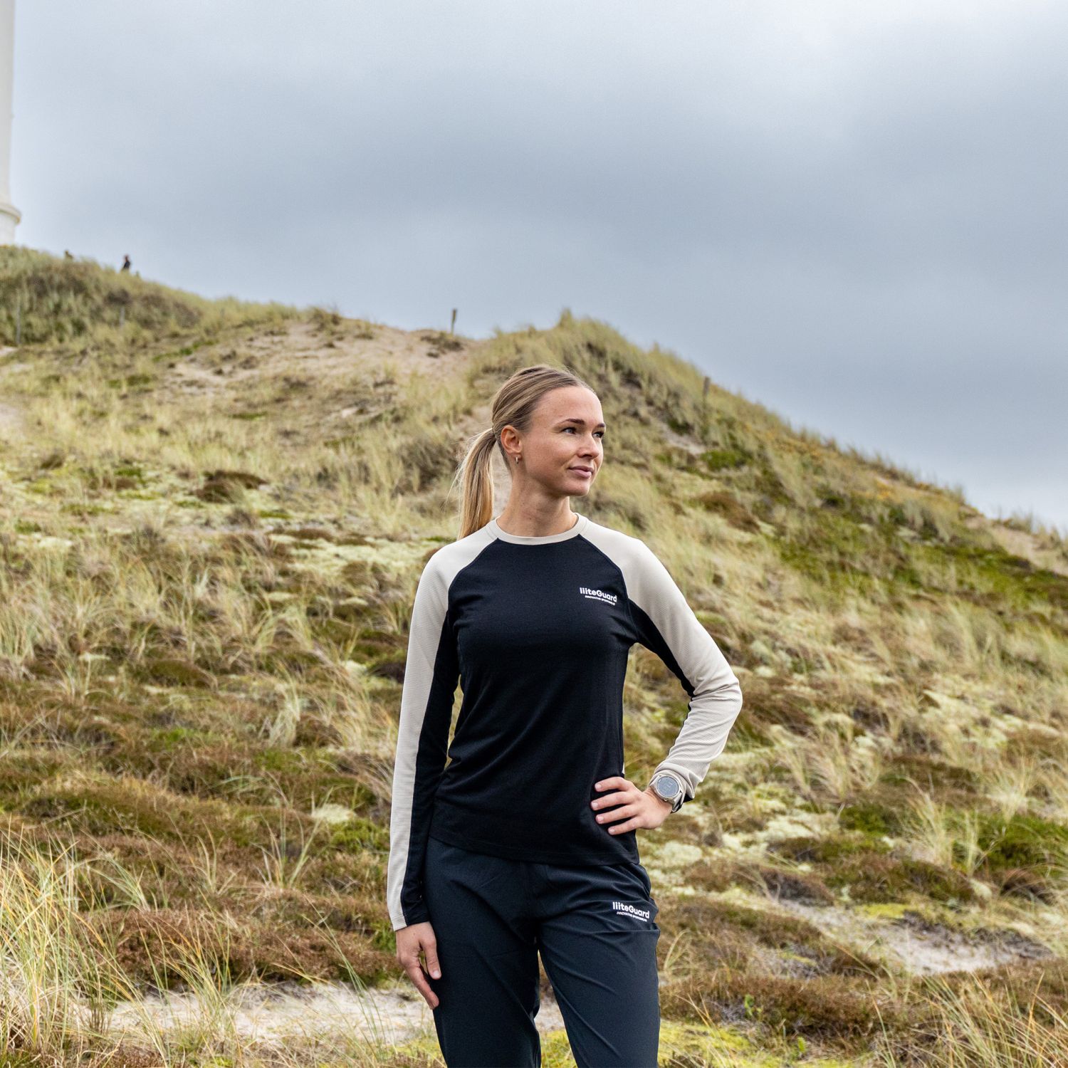 Liiteguard Merino Hybrid Long Sleeve, dame, sort/beige