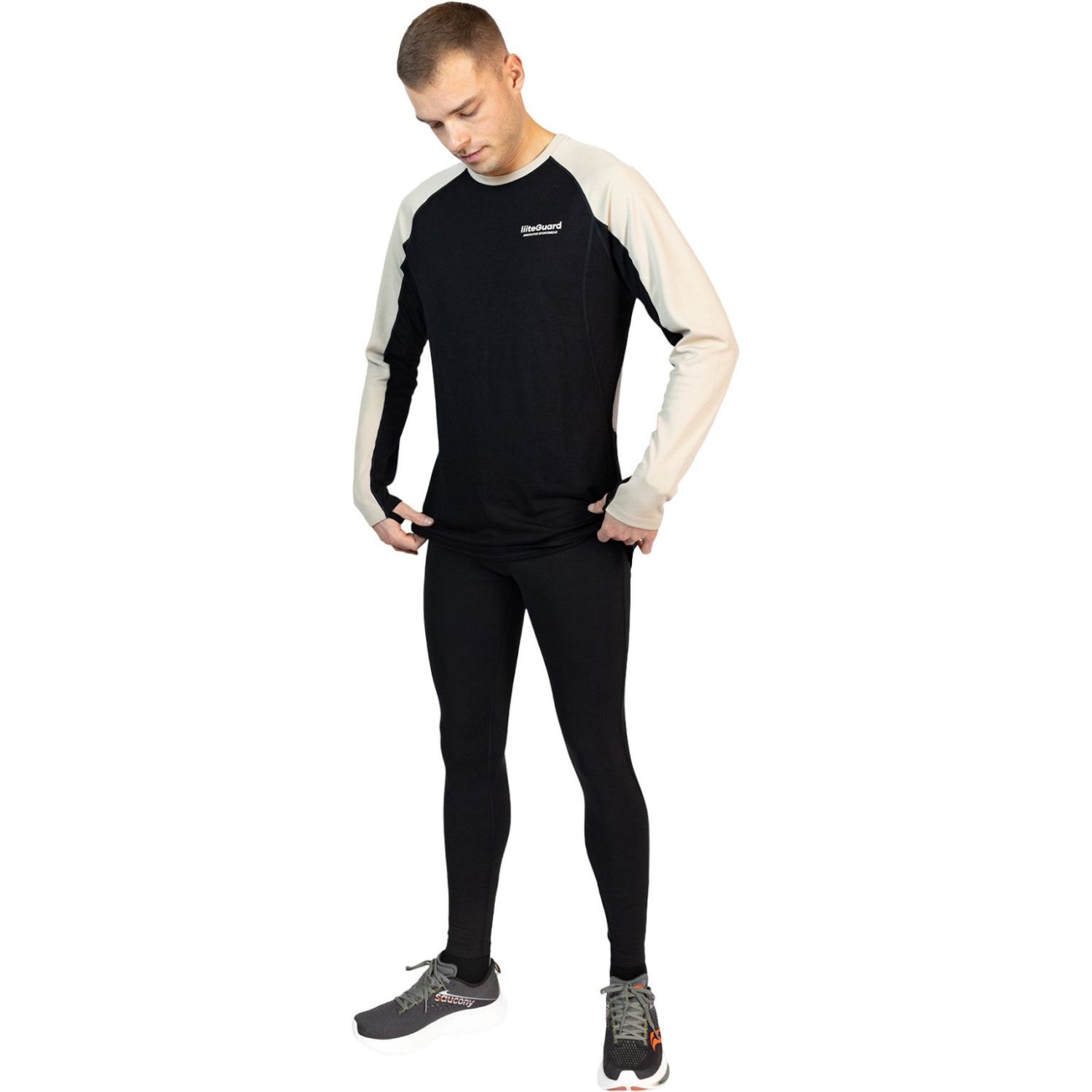 Liiteguard Merino Hybrid Longsleeve, Herre, Black/Sand