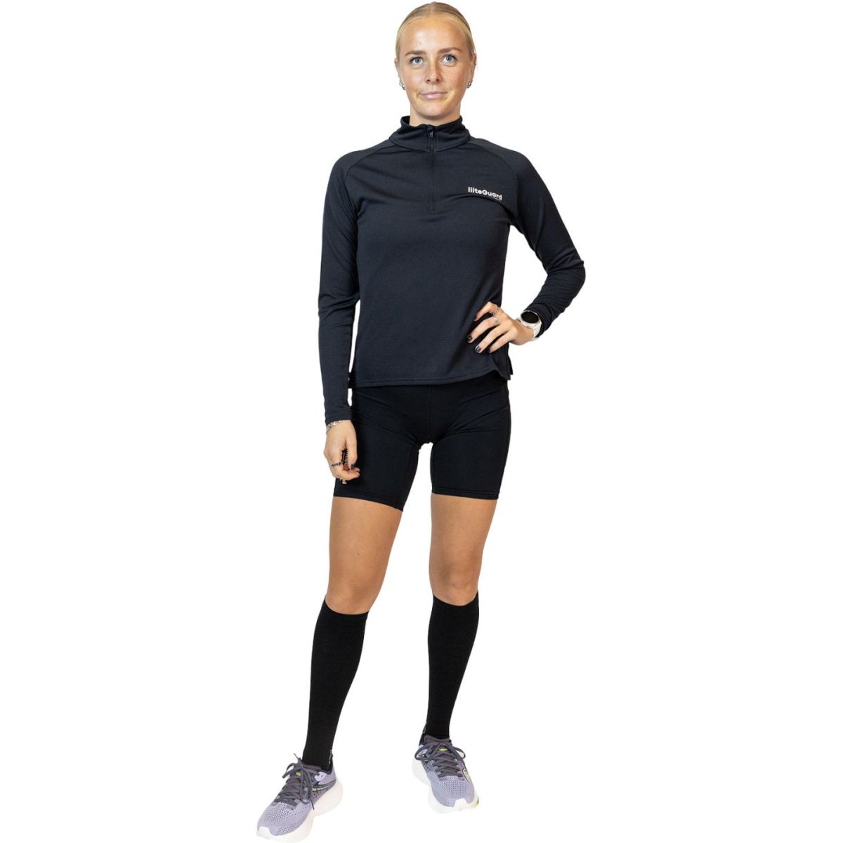 Liiteguard Merino Shin-Tech Grip běžecká ponožka, černá