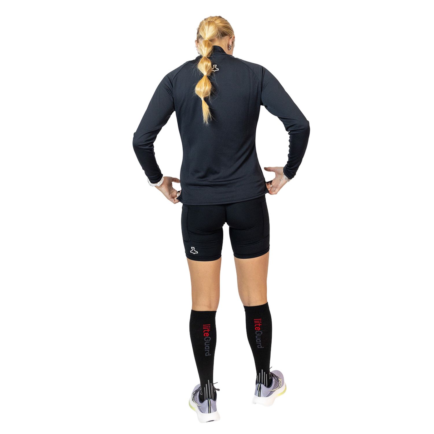 Liiteguard Merino Shin-Tech Grip Running Sock, sort