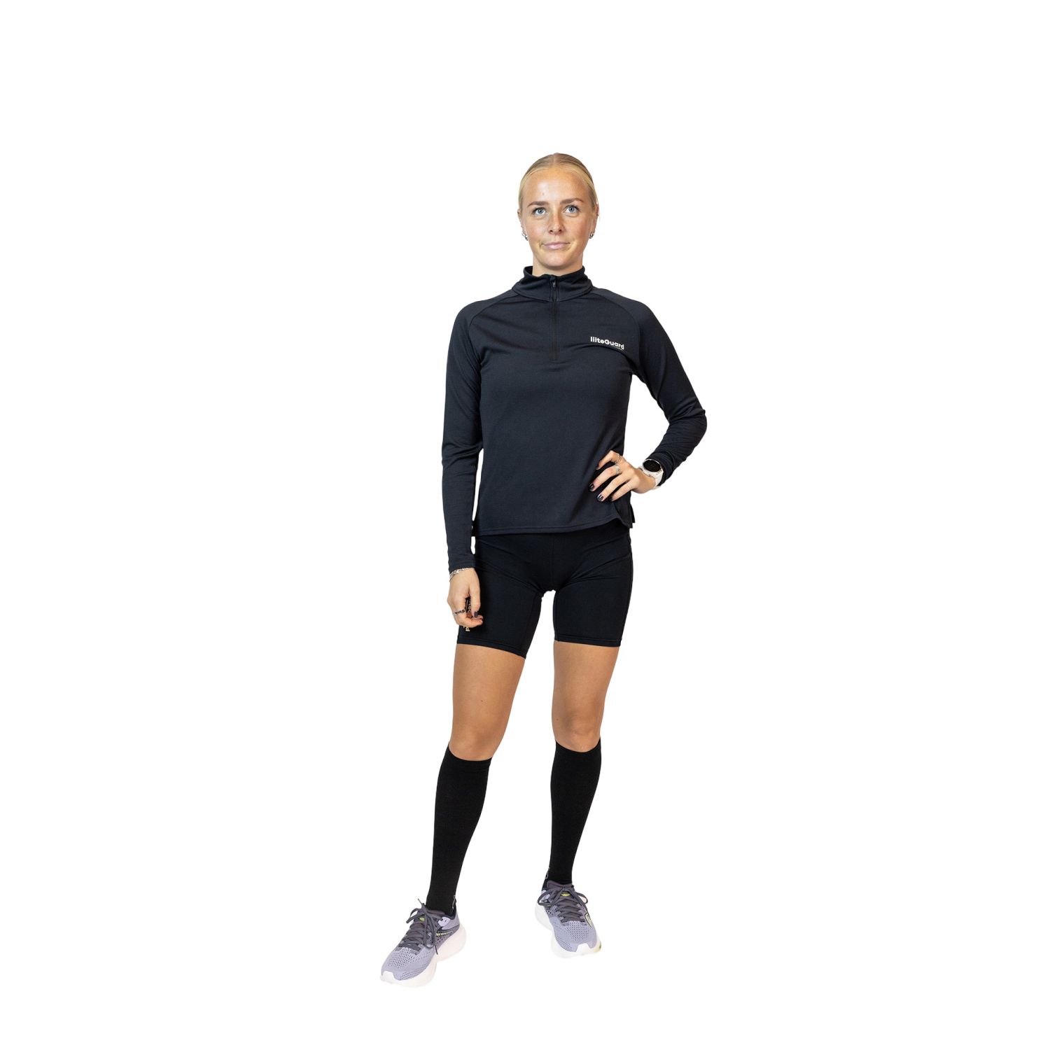 Liiteguard Merino Shin-Tech Grip Running Sock, sort