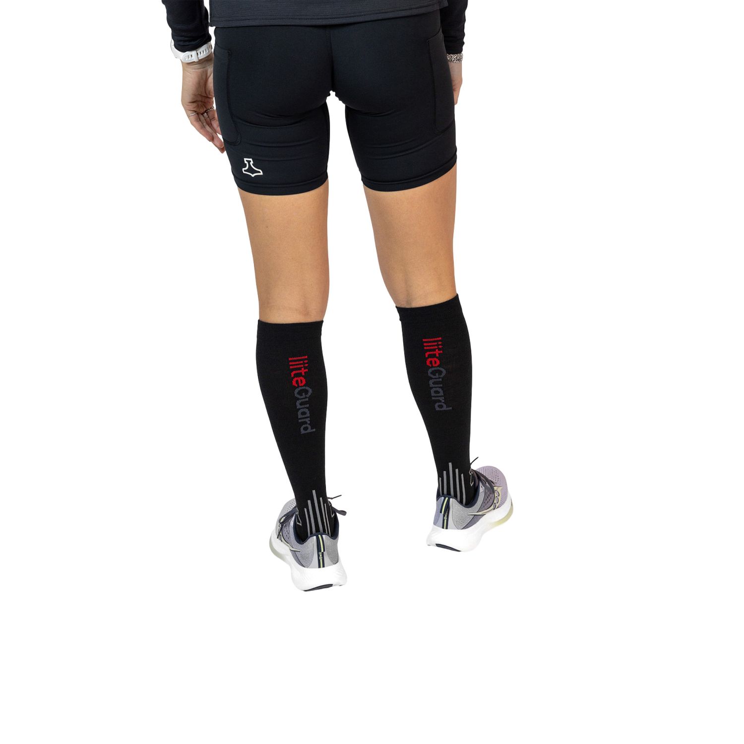 Liiteguard Merino Shin-Tech Grip Running Sock, sort
