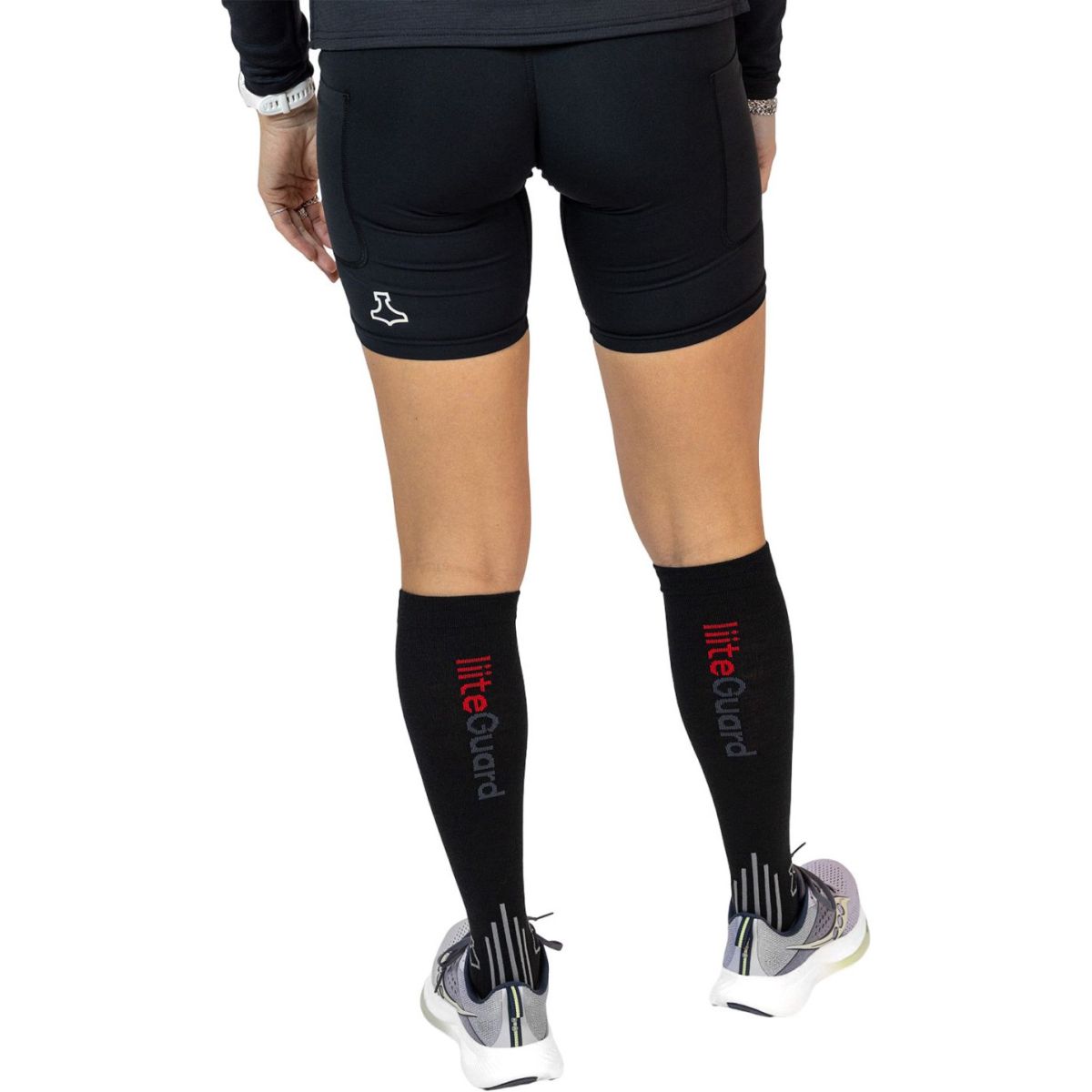 Liiteguard Merino Shin-Tech Grip Running Sock, sort
