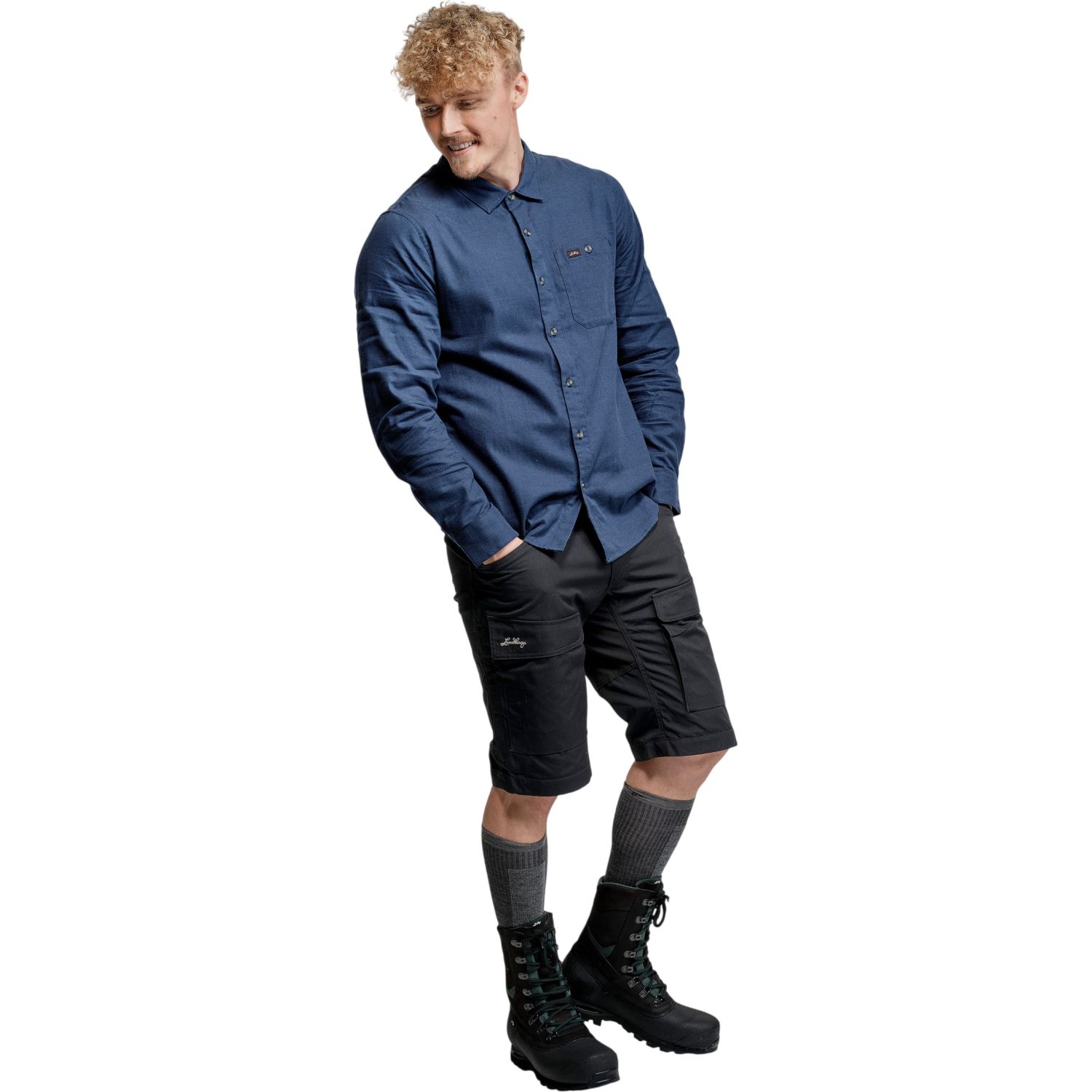 Lundhags Ekren Solid Ms LS Shirt, cămașă, bărbați, albastru