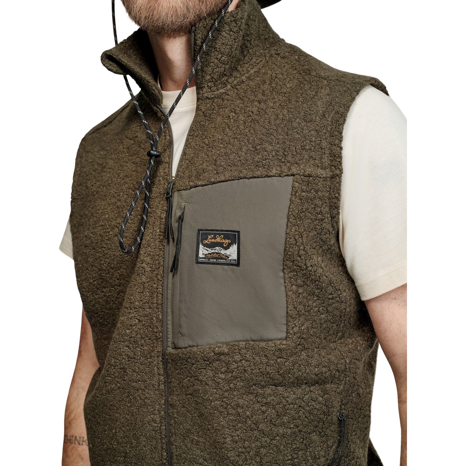Lundhags Flok Wool Ms Pile Vest, strat intermediar, bărbați, verde