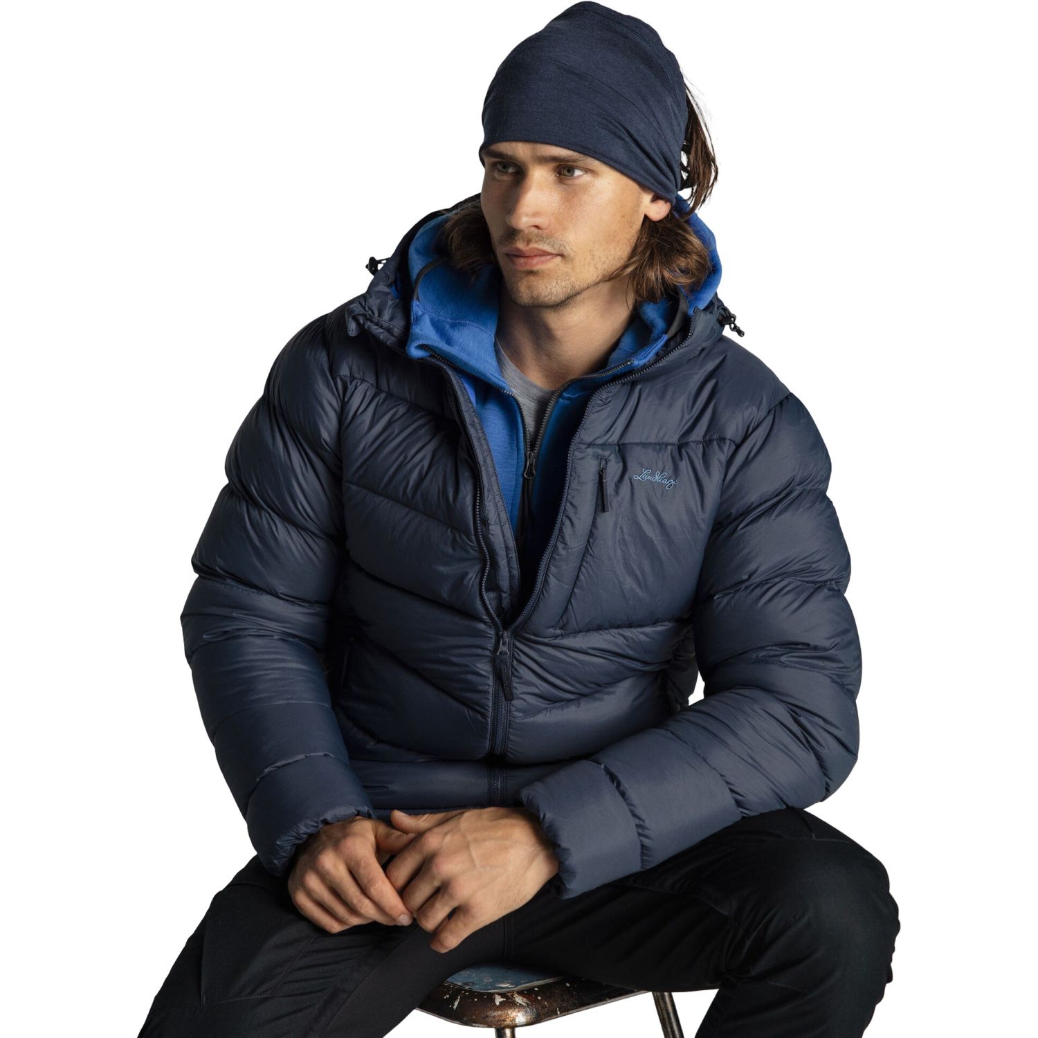 Lundhags Fulu Down Hooded Jacket M, jachetă cu glugă, bărbați, albastru