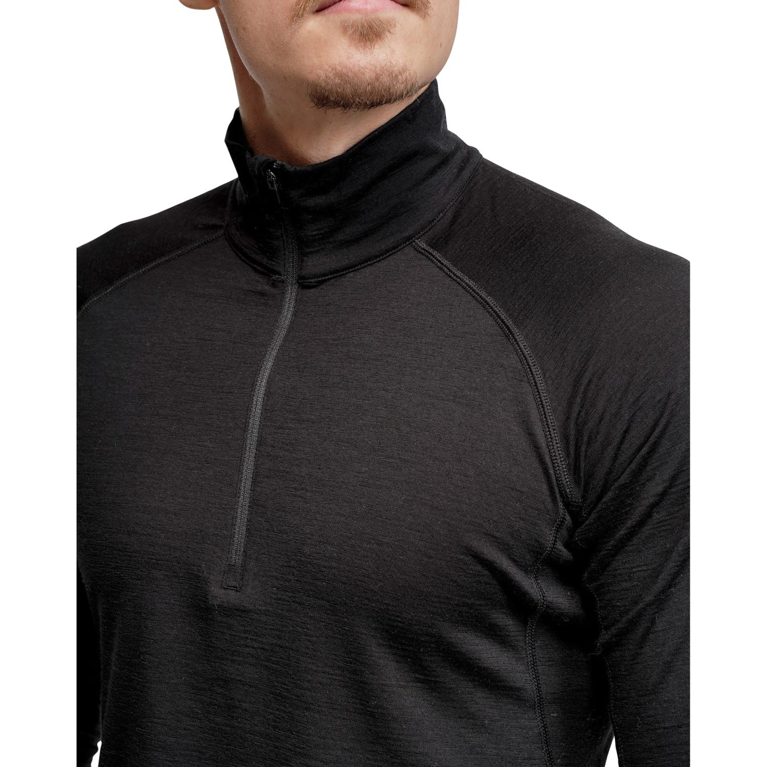 Lundhags Gimmer Merino Lt Ms 1/2 Zip, capa intermedia, hombre, negro