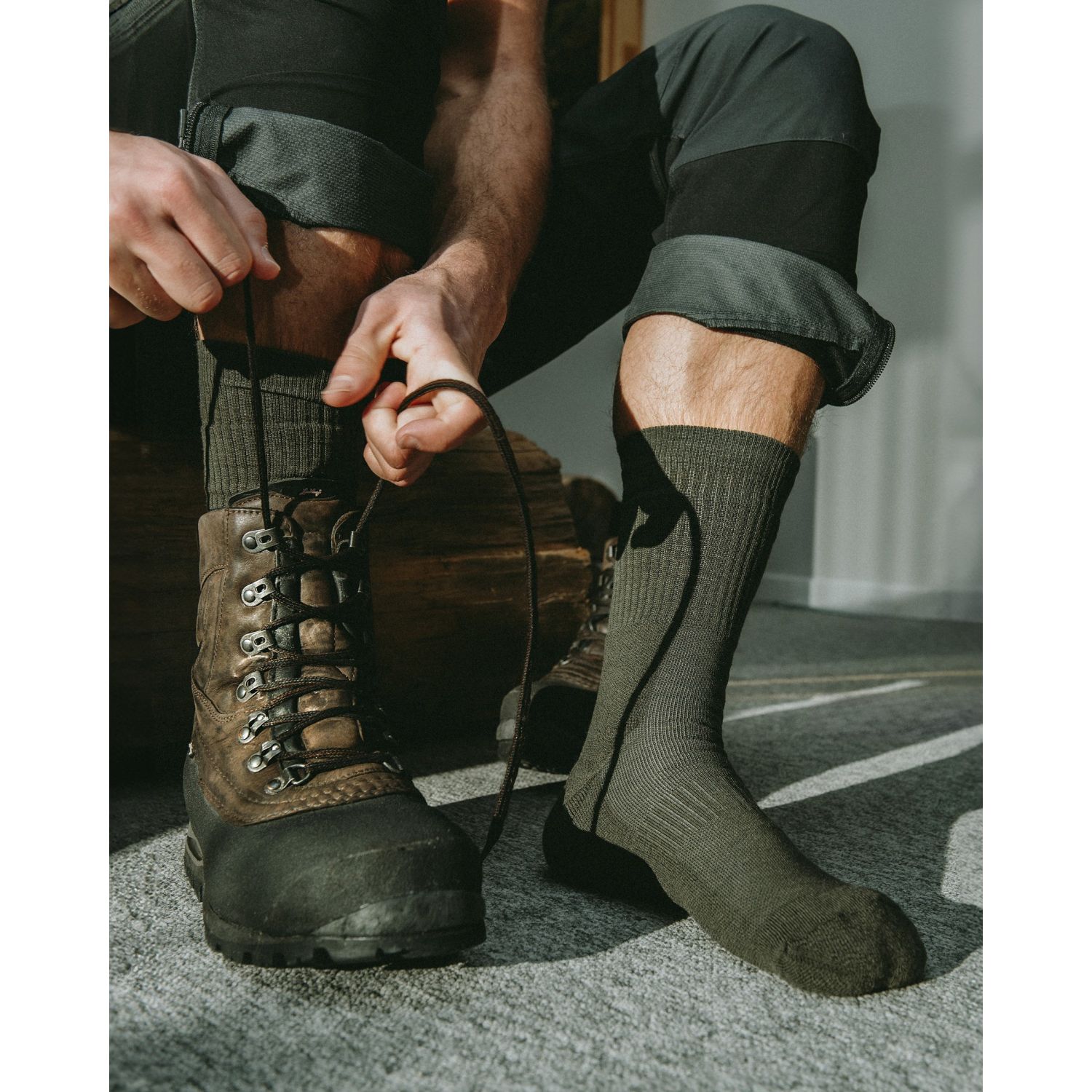 Lundhags Merino Trekking Sock Mid, nepremokavé ponožky, unisex, zelená