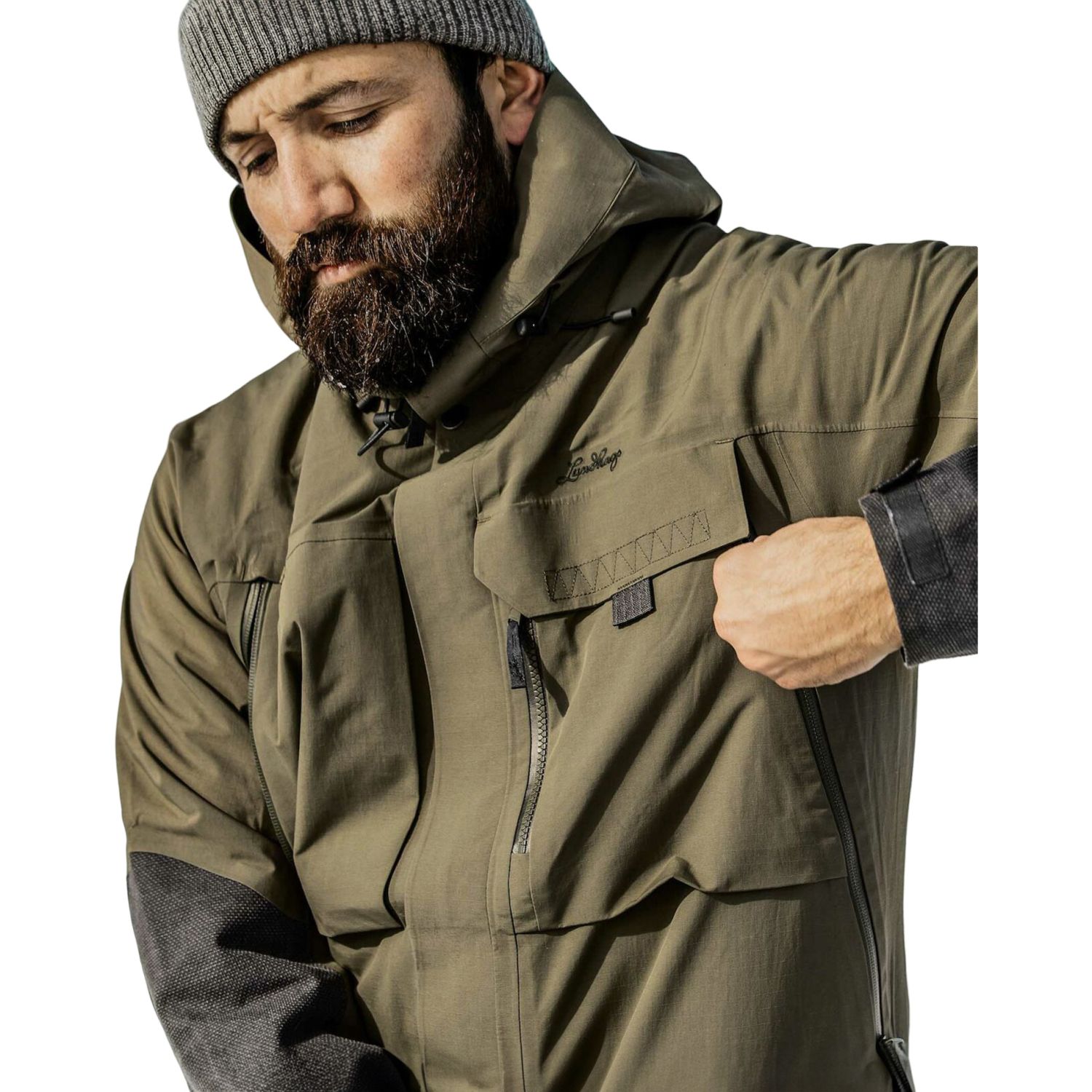 Lundhags Ocke Ms Jacket, škrupinová bunda, pánska, zelená/šedá