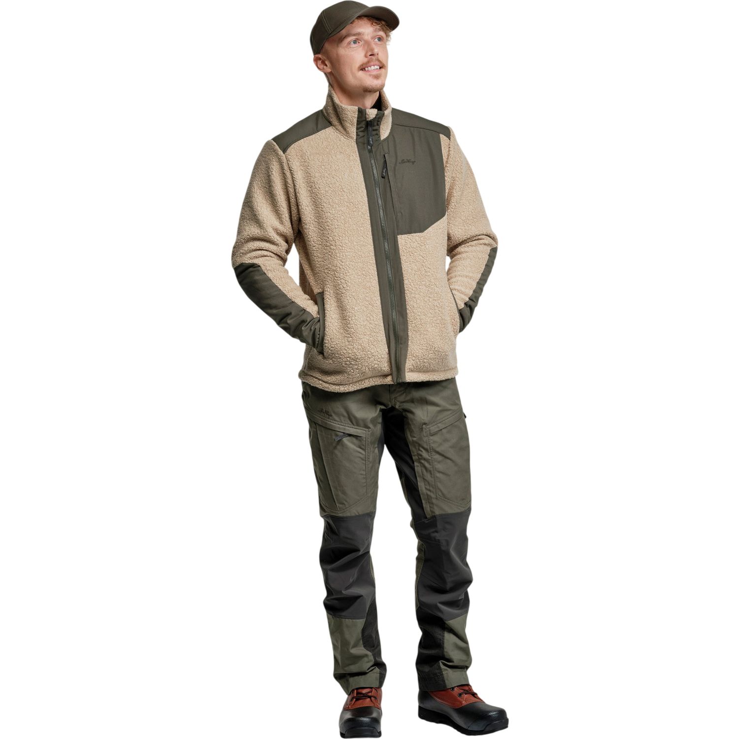Lundhags Saruk Wool Pile Mid Full Zip, Midlayer, Herren, Beige