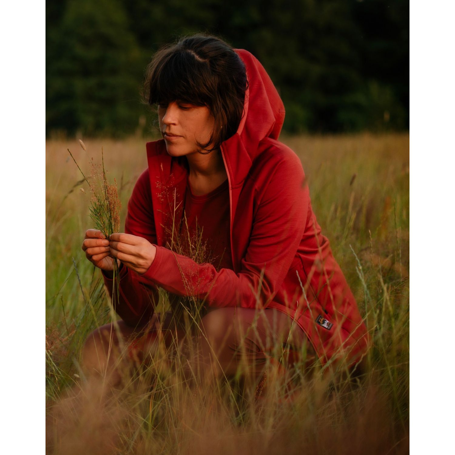 Lundhags Tived Merino Hoodie, mellanlager, dam, röd