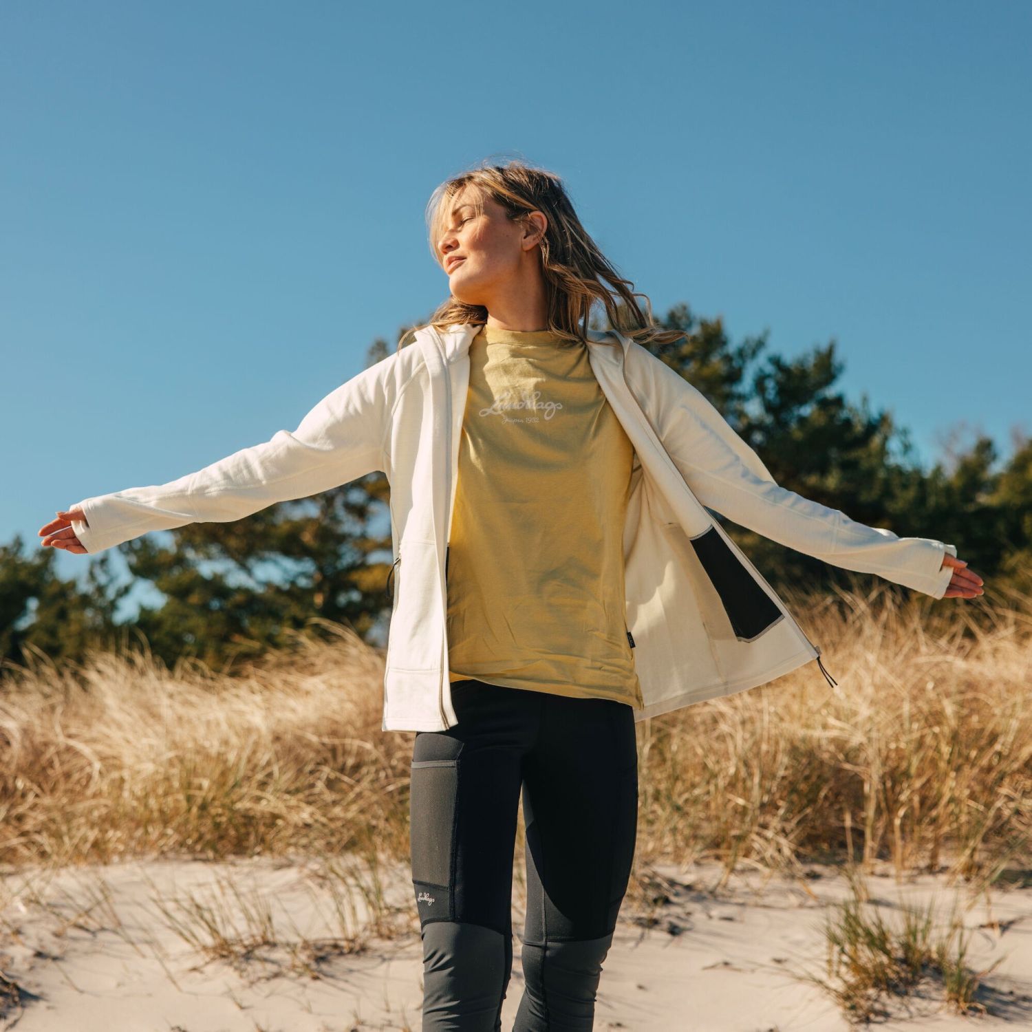 Lundhags Tived Merino Hoodie W, mellemlag, dame, hvid